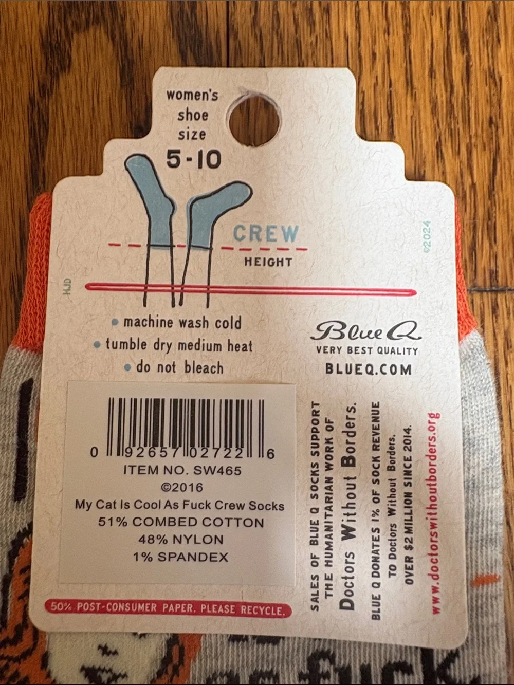 Cat Crew Socks with Graphic Size 5-10 Orange, Gray, Blue